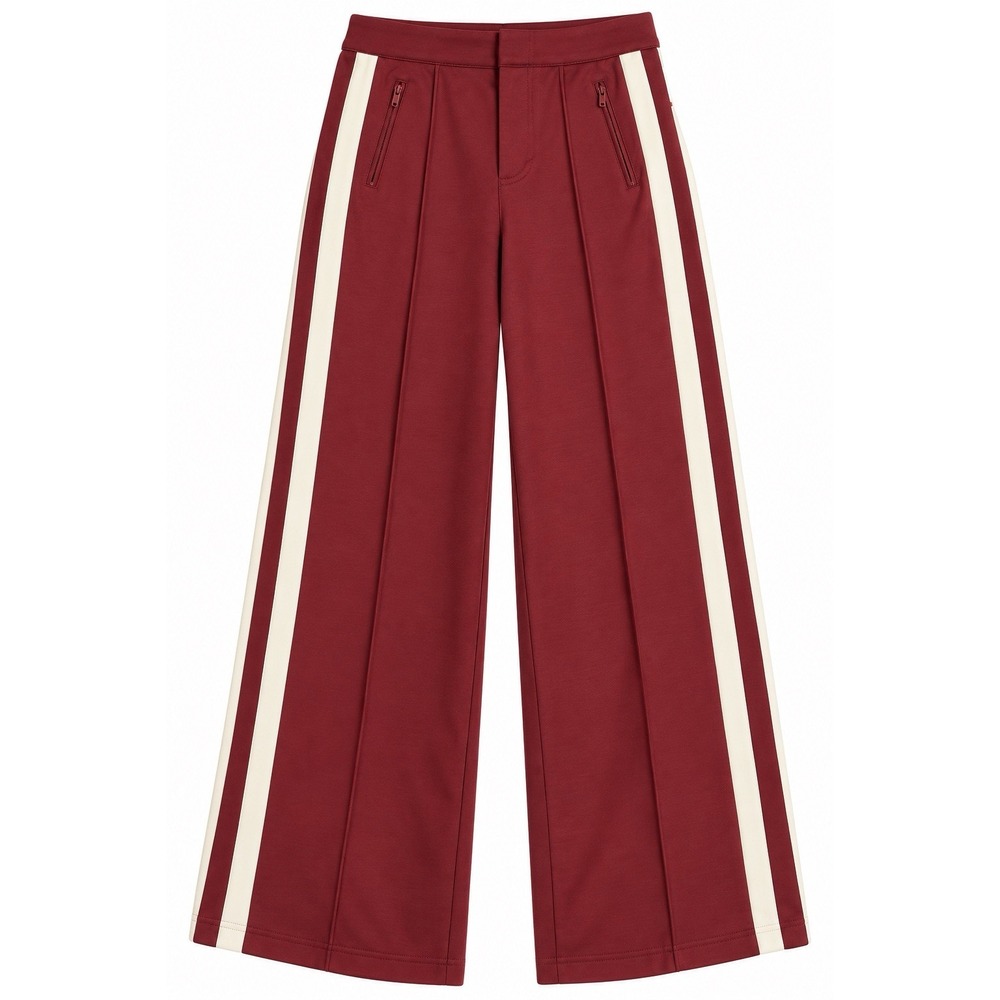 NWT City Blues Trouser Track Pants 12 Burgundy Ivory Stripe Wide Leg
